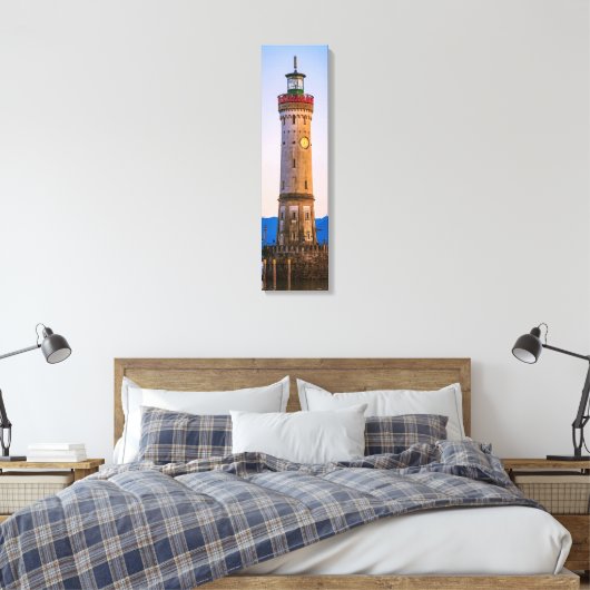 Lindau Lighthouse Harbour Uitzicht Verticaal Canva Canvas Afdruk (Insitu (Slaapkamer))