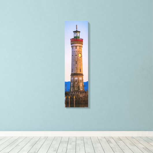 Lindau Lighthouse Harbour Uitzicht Verticaal Canva Canvas Afdruk (Insitu (Houten vloer))