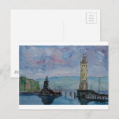 Lindau met Lion en Lighttower op Lake Constance Briefkaart (Voorkant / Achterkant)
