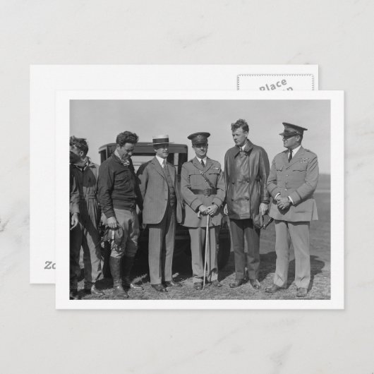 Lindbergh en Wright op de Foto van Wright Field Briefkaart (Voorkant / Achterkant)