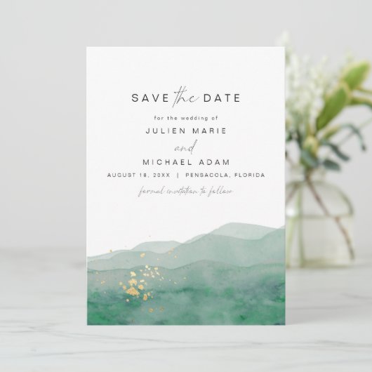 LINDEN Elegant Sage Green Waterverf sparen de Datu Kaart (Staand voorkant)