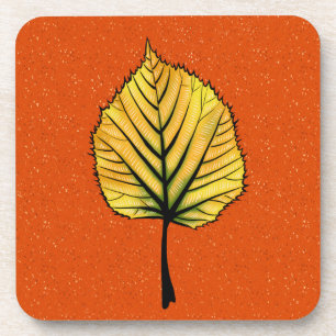 Linden Herfst blad kunst in geel en levendig Sinaa Bier Onderzetter