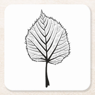 Linden Leaf Outline Art - Botanische kleuren Kartonnen Onderzetters