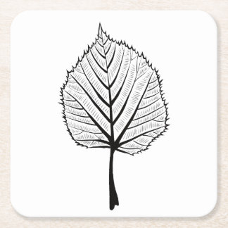 Linden Leaf Outline Art - Botanische kleuren Kartonnen Onderzetters