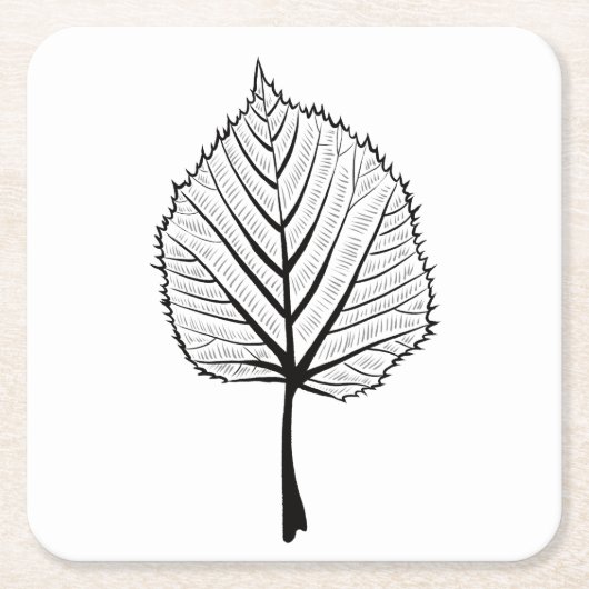 Linden Leaf Outline Art - Botanische kleuren Kartonnen Onderzetters (Voorkant)
