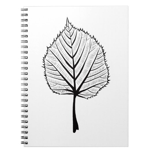 Linden Leaf Outline Art - Botanische kleuren Notitieboek (Voorkant)