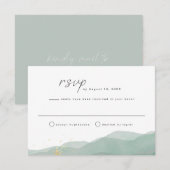 LINDEN Sage Green & Gold Waterverf RSVP-kaart Kaart (Voorkant / Achterkant)