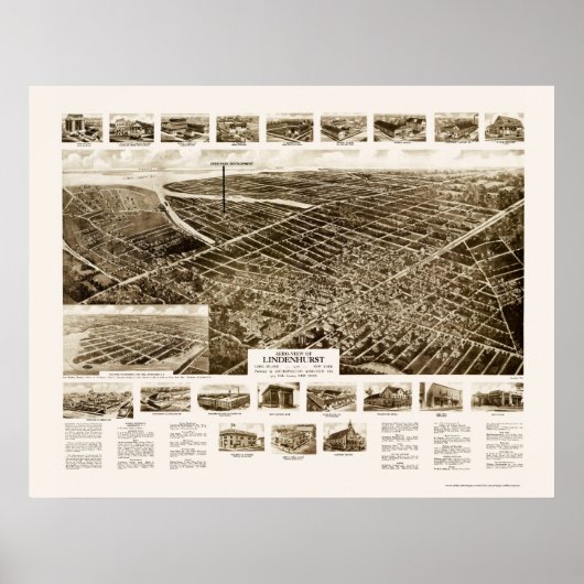Lindenhurst, NY Panoramic Map - 1926 Poster (Voorkant)