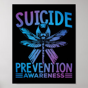 Lindering van zelfmoord bewustzijn Teal & Paarse L Poster