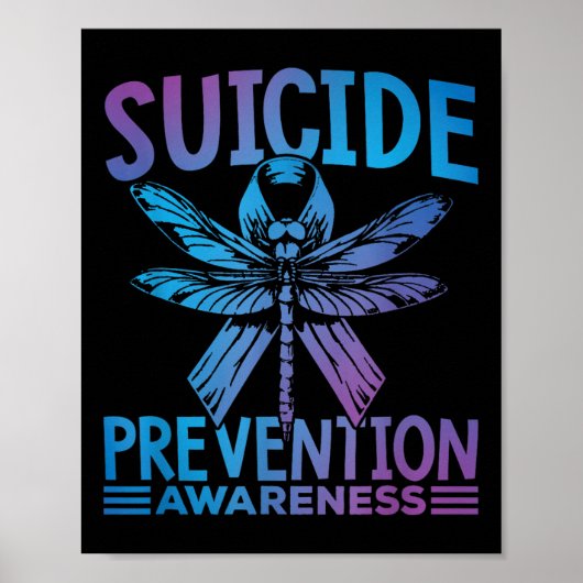Lindering van zelfmoord bewustzijn Teal & Paarse L Poster (Voorkant)