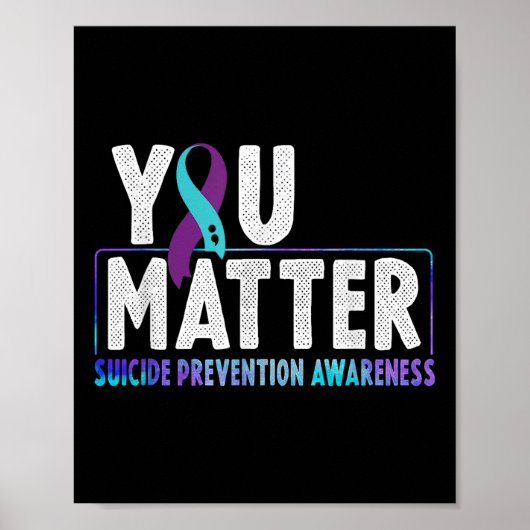 Lindering Zelfdoding Bewustzijn Teal & Paarse Lint Poster (Voorkant)