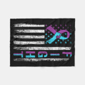 Lindering Zelfdoding Waarschuwingslint Teal Paars Fleece Deken (Voorkant (Horizontaal))
