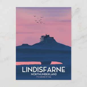 Lindisfarne Northumberland Kasteel reisposter. Briefkaart