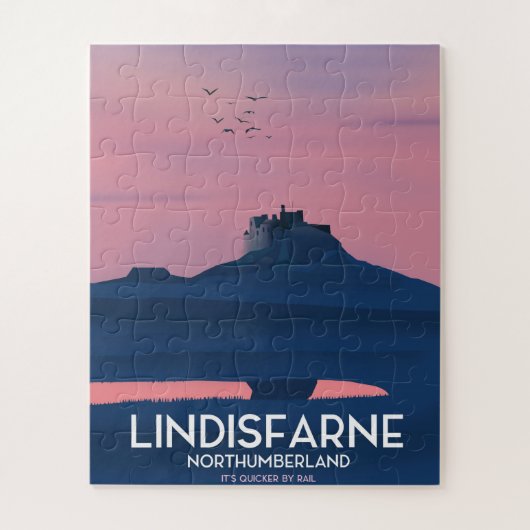 Lindisfarne Northumberland Kasteel reisposter. Legpuzzel (Verticaal)