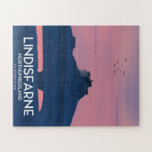 Lindisfarne Northumberland Kasteel reisposter. Legpuzzel (Horizontaal)