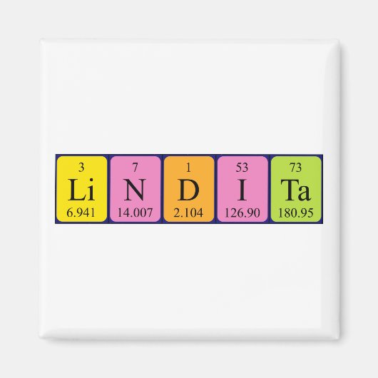 Lindita periodieke table name magnet (Voorkant)