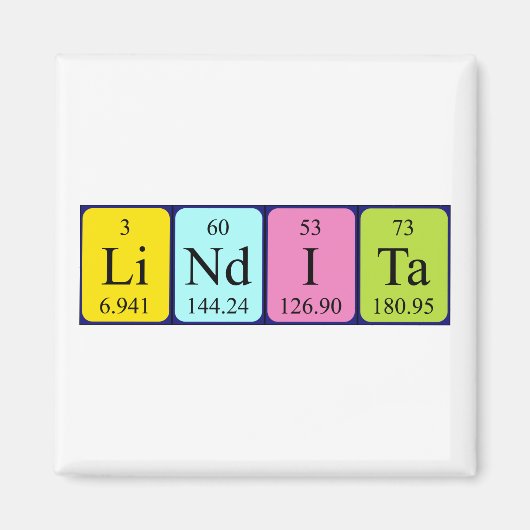 Lindita periodieke table name magnet (Voorkant)