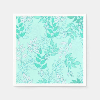 Lindo diseño de hojas verdes sobre fondo aquamarin servet