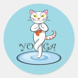 Lindo gato yoga ronde sticker