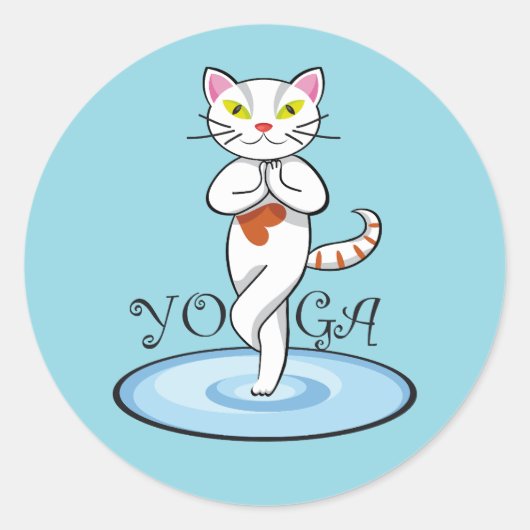Lindo gato yoga ronde sticker (Voorkant)