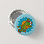 Lindo Lagarto en flor, lizard Ronde Button 3,2 Cm (Voorkant /achterkant)