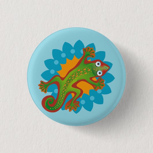 Lindo Lagarto en flor, lizard Ronde Button 3,2 Cm (Voorkant)
