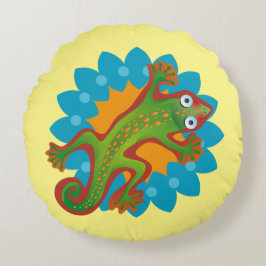 Lindo lagarto verde rond kussen