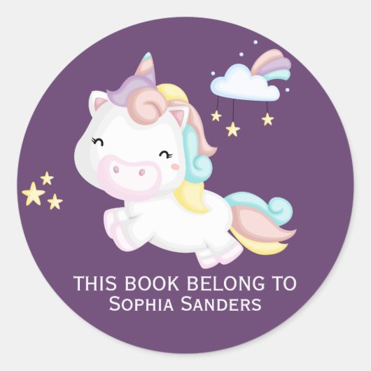 Lindo Patron de Unicornio para las chicas Ronde Sticker (Voorkant)