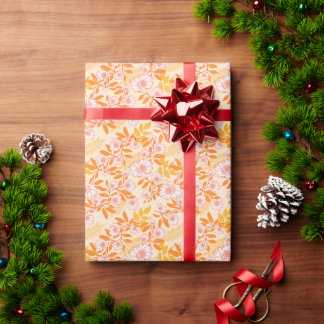 Lindo patrón floral con hojas naranja cadeaupapier