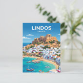 Lindos Griekenland Briefkaart (Staand voorkant)