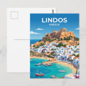 Lindos Griekenland Briefkaart (Voorkant / Achterkant)