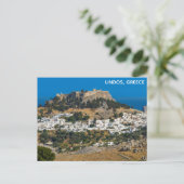 Lindos Griekenland Kasteel Rhodes Island Grieks re Briefkaart (Staand voorkant)