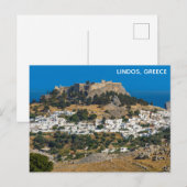 Lindos Griekenland Kasteel Rhodes Island Grieks re Briefkaart (Voorkant / Achterkant)