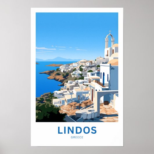 Lindos Griekenland Reisprint Poster (Voorkant)