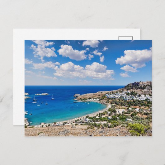 Lindos in Rhodes, Griekenland Briefkaart (Voorkant / Achterkant)
