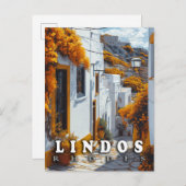 Lindos, Rhodos:  Griekse architectuur Briefkaart (Voorkant / Achterkant)