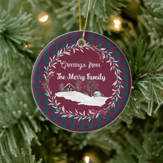 Lindsay Ancient Original Scottish Tartan Keramisch Ornament (Boom)