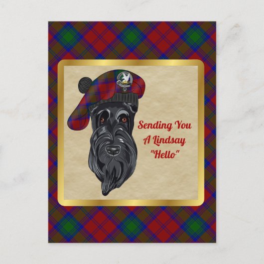 Lindsay Clan Badge & Tartan Briefkaart (Voorkant)