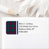 Lindsay Clan Maroon, Groen en Blauwe Tartan Etiket (Insitu)