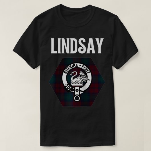 Lindsay clan Scottish Name Coat of Arms Tartan T-shirt (Design voorkant)