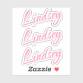 Lindsay Decoratieve Naam in Roze x3 Sticker (Vel)