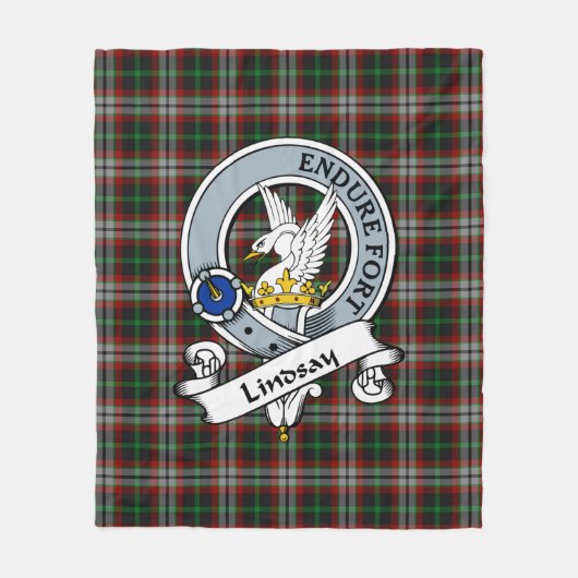 Lindsay Hunting Clan Badge Tartan Pset Fleece Deken (Voorkant)