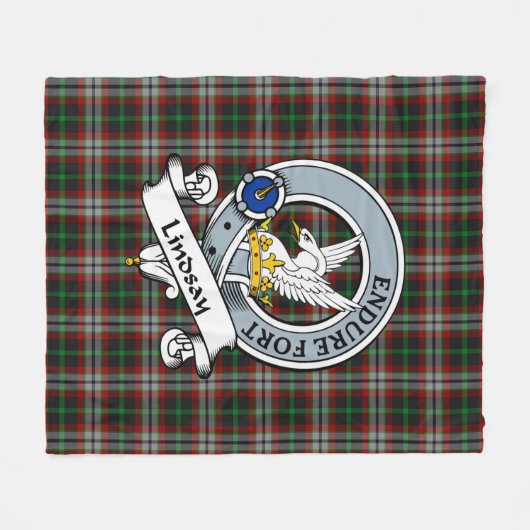 Lindsay Hunting Clan Badge Tartan Pset Fleece Deken (Voorkant (Horizontaal))