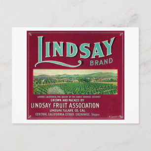 Lindsay Oranje Label Lindsay, CA Briefkaart
