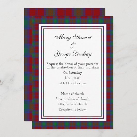 Lindsay Schotse bruiloft Kaart (Voorkant / Achterkant)