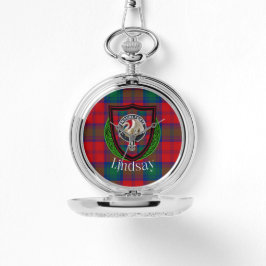 Lindsay Scottish Clan Tartan & Crest Horloge