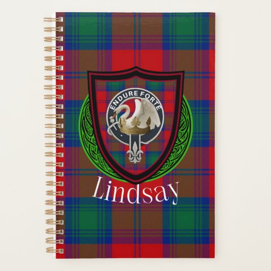 Lindsay Scottish Clan Tartan & Crest Planner (Voorkant)