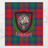 Lindsay Scottish Clan Tartan & Crest Wijn Etiket (Enkel label)