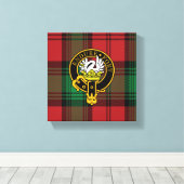 Lindsay Scottish Crest en Tartan Canvas print (Insitu (Houten vloer))