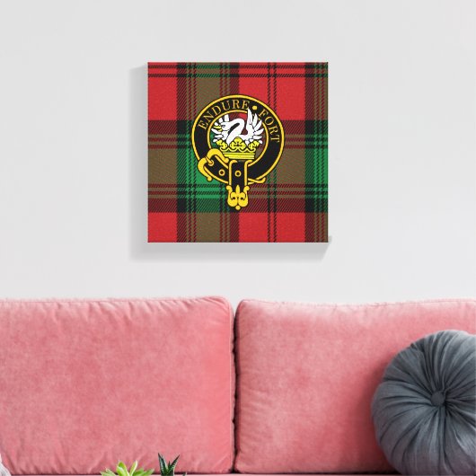 Lindsay Scottish Crest en Tartan Canvas print (Insitu (Woonkamer))